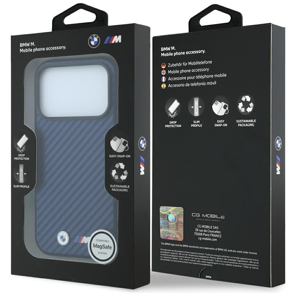 BMW M Carbon Metal Logo MagSafe Case for iPhone 17 Pro / 18 Pro - Navy Blue_7