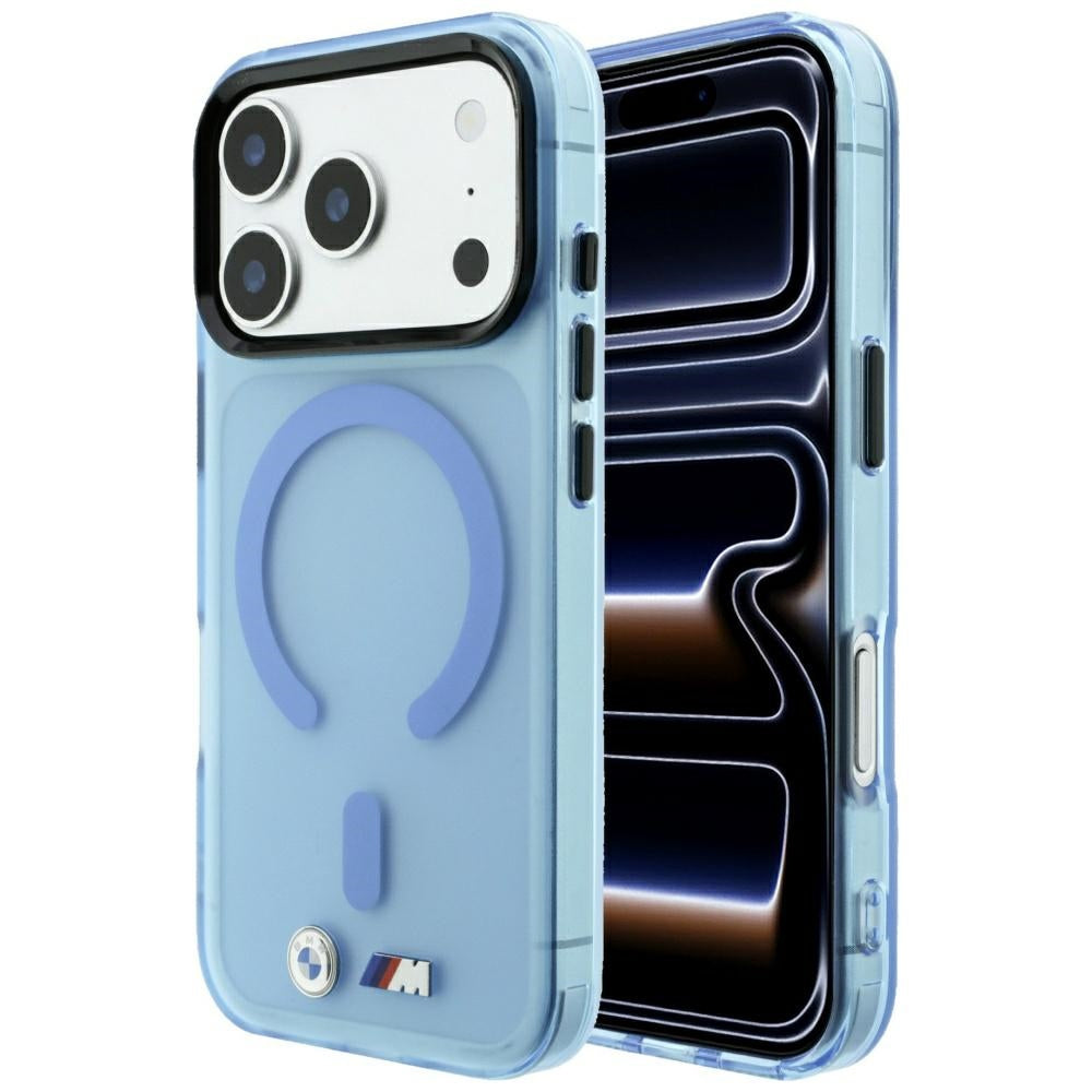 BMW M IML Frosted Metal Logo &amp; Trims MagSafe Case for iPhone 17 Pro Max / 18 Pro Max - Blue_0