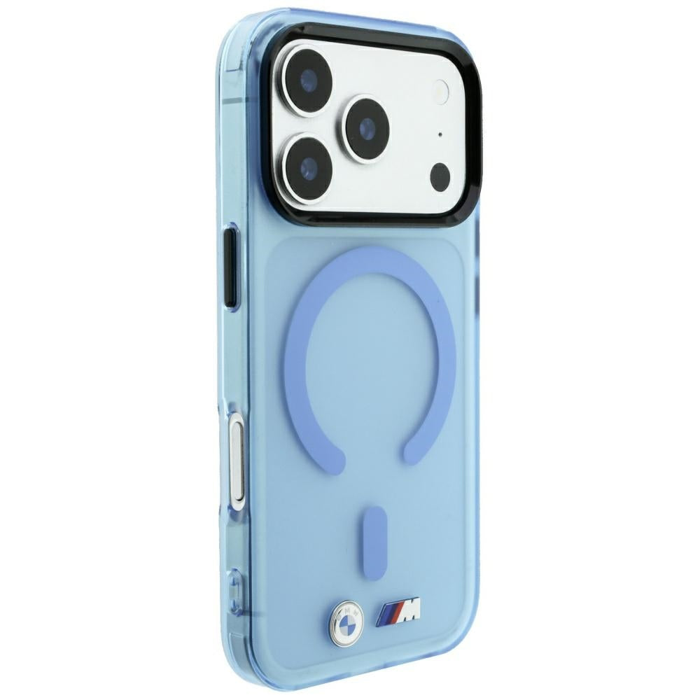 BMW M IML Frosted Metal Logo &amp; Trims MagSafe Case for iPhone 17 Pro Max / 18 Pro Max - Blue_3
