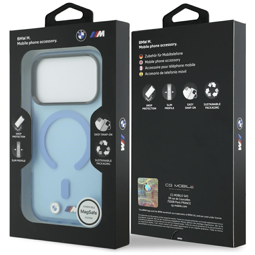 BMW M IML Frosted Metal Logo &amp; Trims MagSafe Case for iPhone 17 Pro Max / 18 Pro Max - Blue_7