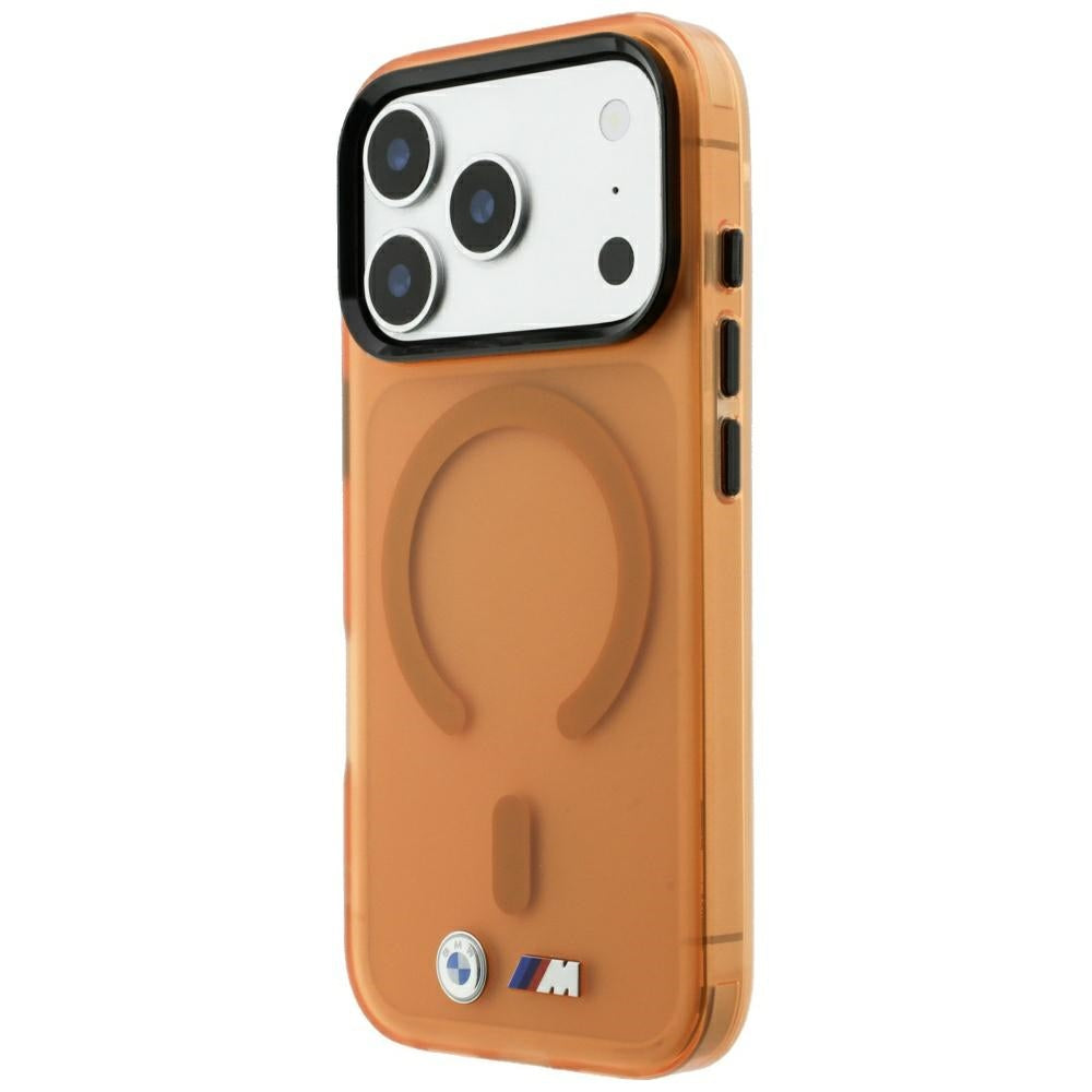 BMW M IML Frosted Metal Logo &amp; Trims MagSafe Case for iPhone 17 Pro Max / 18 Pro Max - Orange_1