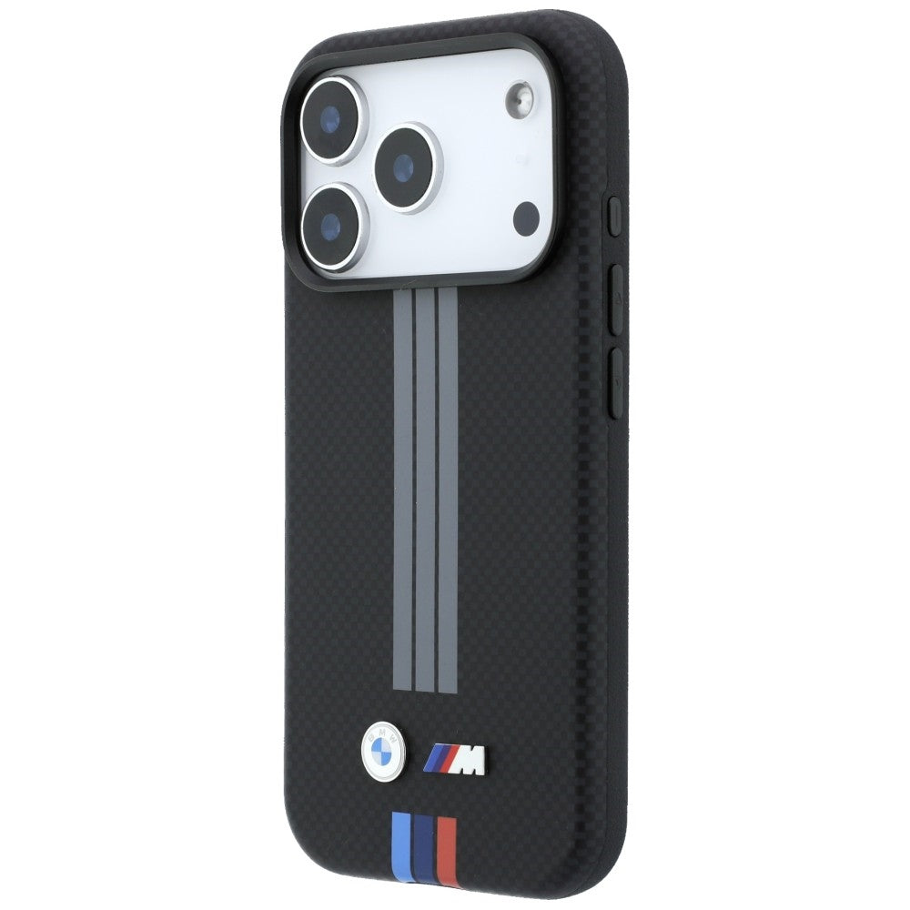 BMW M Quadrille Kevlar Anthracite &amp; Tricolor Print Lines MagSafe Case for iPhone 17 Pro / 18 Pro - Black_1