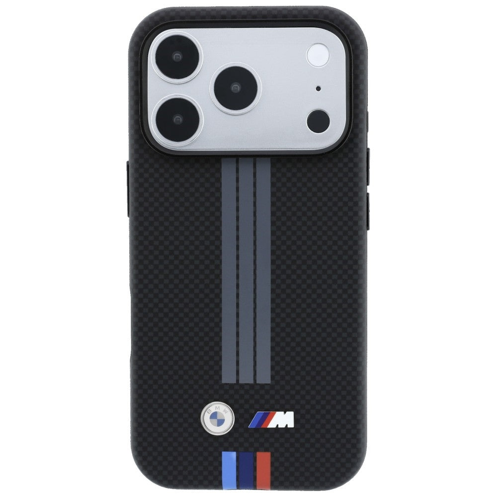 BMW M Quadrille Kevlar Anthracite &amp; Tricolor Print Lines MagSafe Case for iPhone 17 Pro / 18 Pro - Black_2