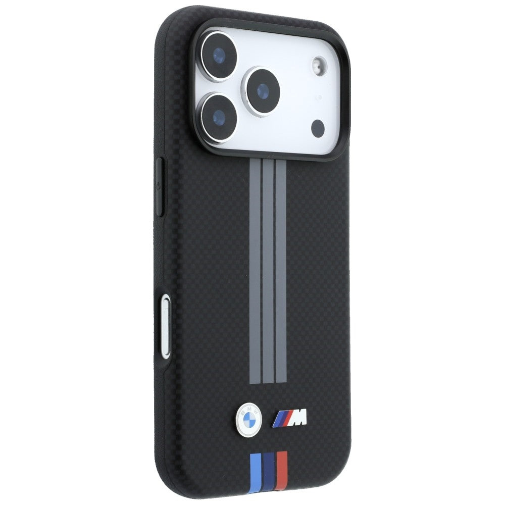 BMW M Quadrille Kevlar Anthracite &amp; Tricolor Print Lines MagSafe Case for iPhone 17 Pro / 18 Pro - Black_3