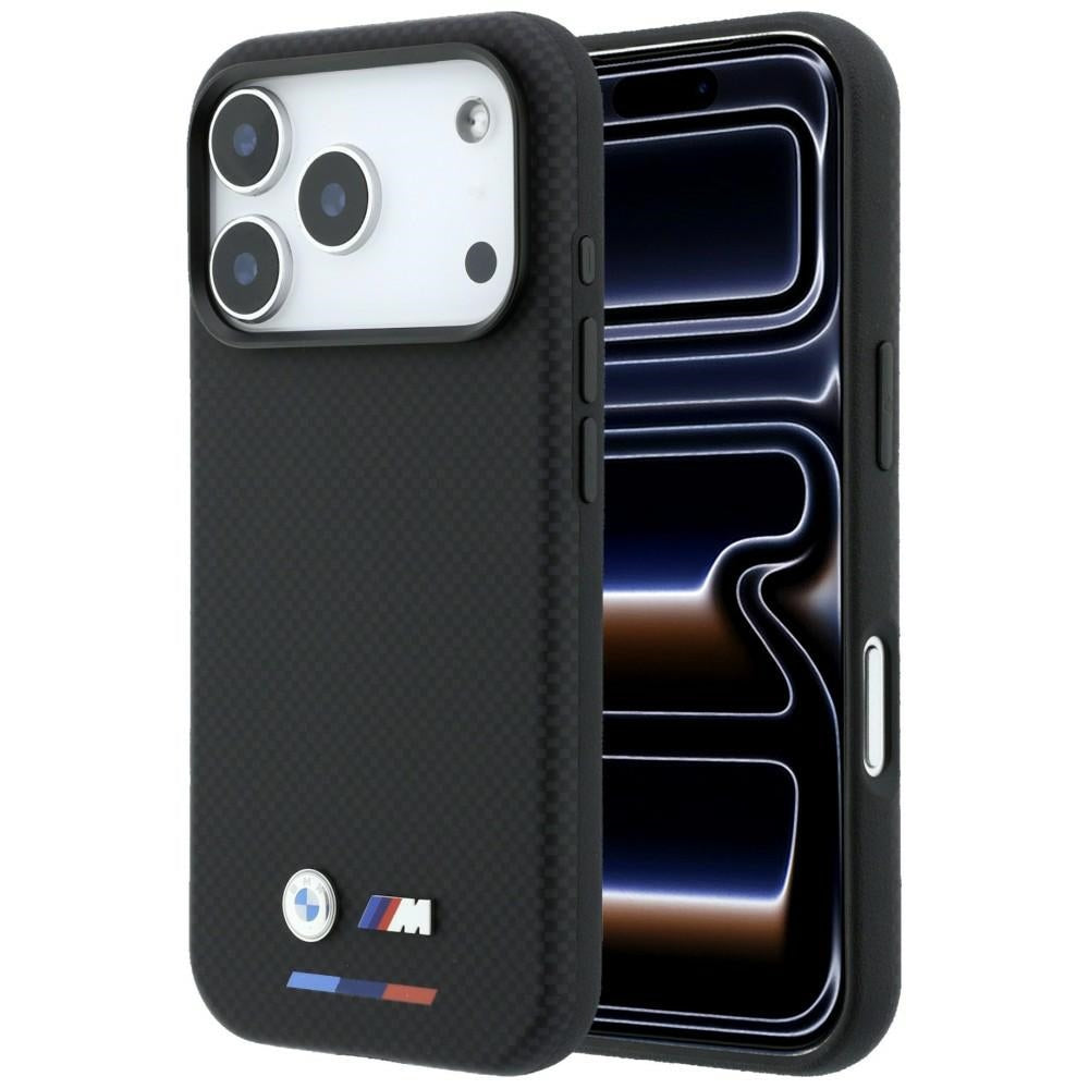 BMW M Quadrille Kevlar Tricolor &amp; Metal Logo MagSafe Case for iPhone 17 Pro / 18 Pro - Black_0