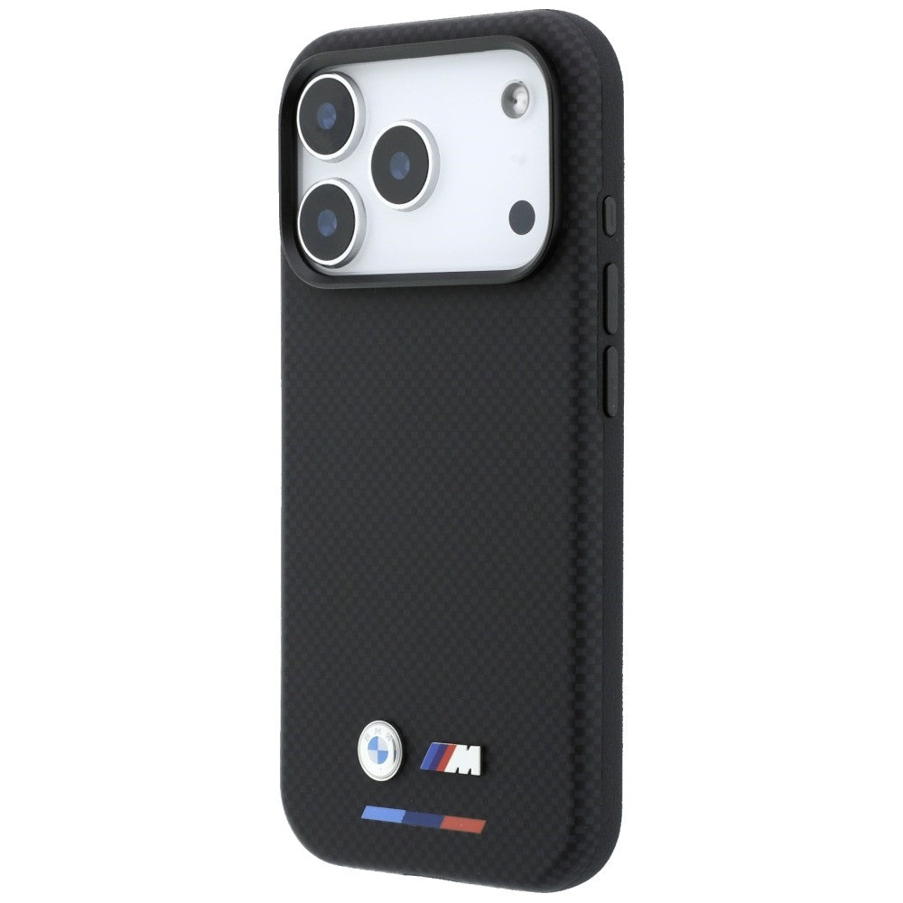 BMW M Quadrille Kevlar Tricolor &amp; Metal Logo MagSafe Case for iPhone 17 Pro / 18 Pro - Black_1