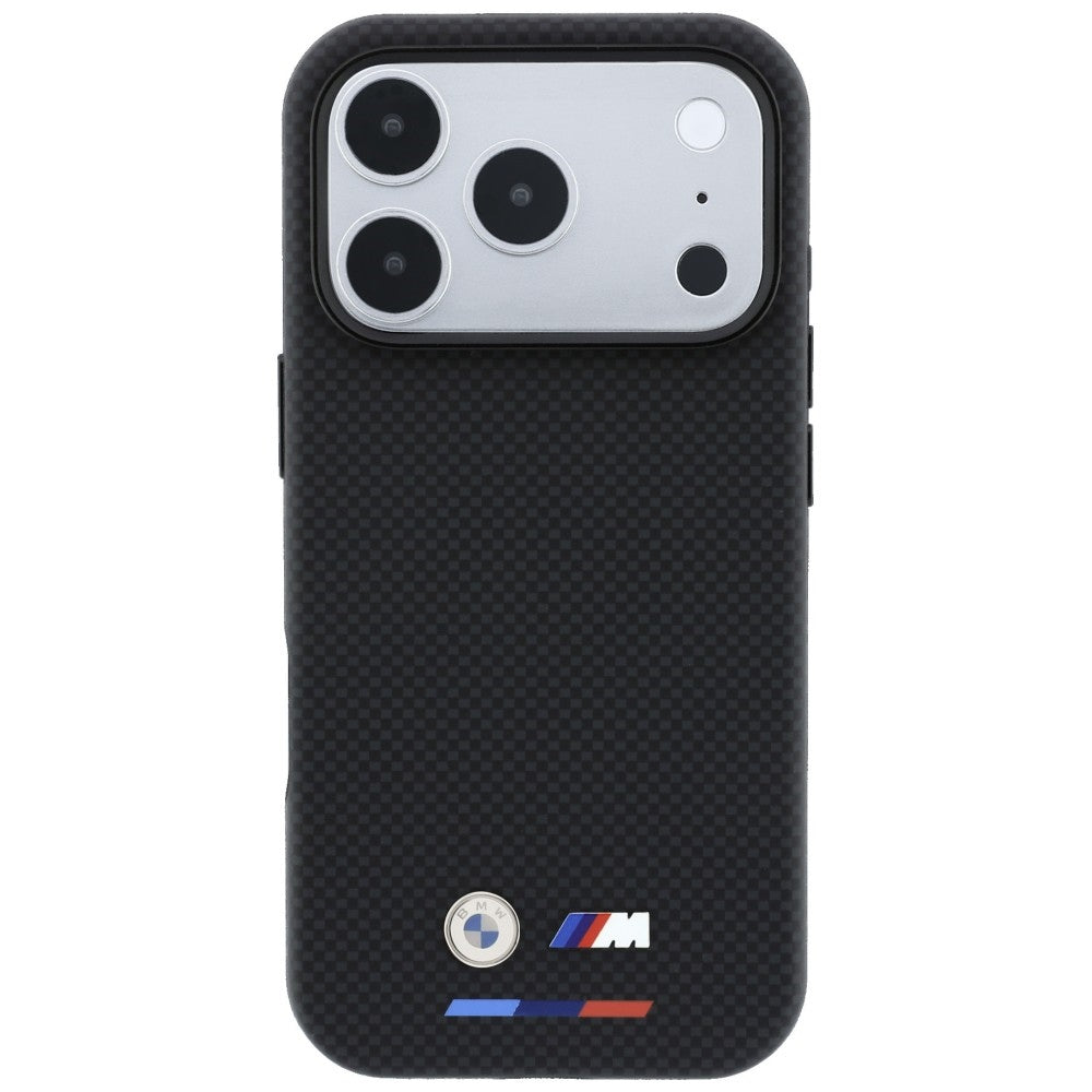 BMW M Quadrille Kevlar Tricolor &amp; Metal Logo MagSafe Case for iPhone 17 Pro / 18 Pro - Black_2