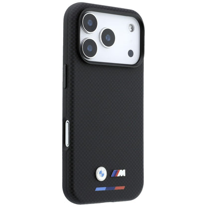 BMW M Quadrille Kevlar Tricolor &amp; Metal Logo MagSafe Case for iPhone 17 Pro Max / 18 Pro Max - Black_3