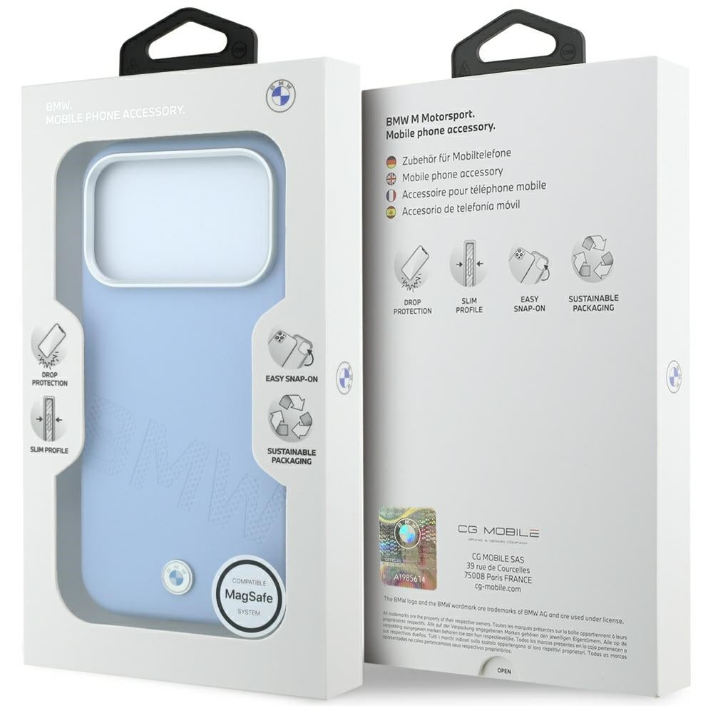 BMW Sign Inclined Deboss Letters MagSafe Case for iPhone 17 Pro / 18 Pro - Blue_7