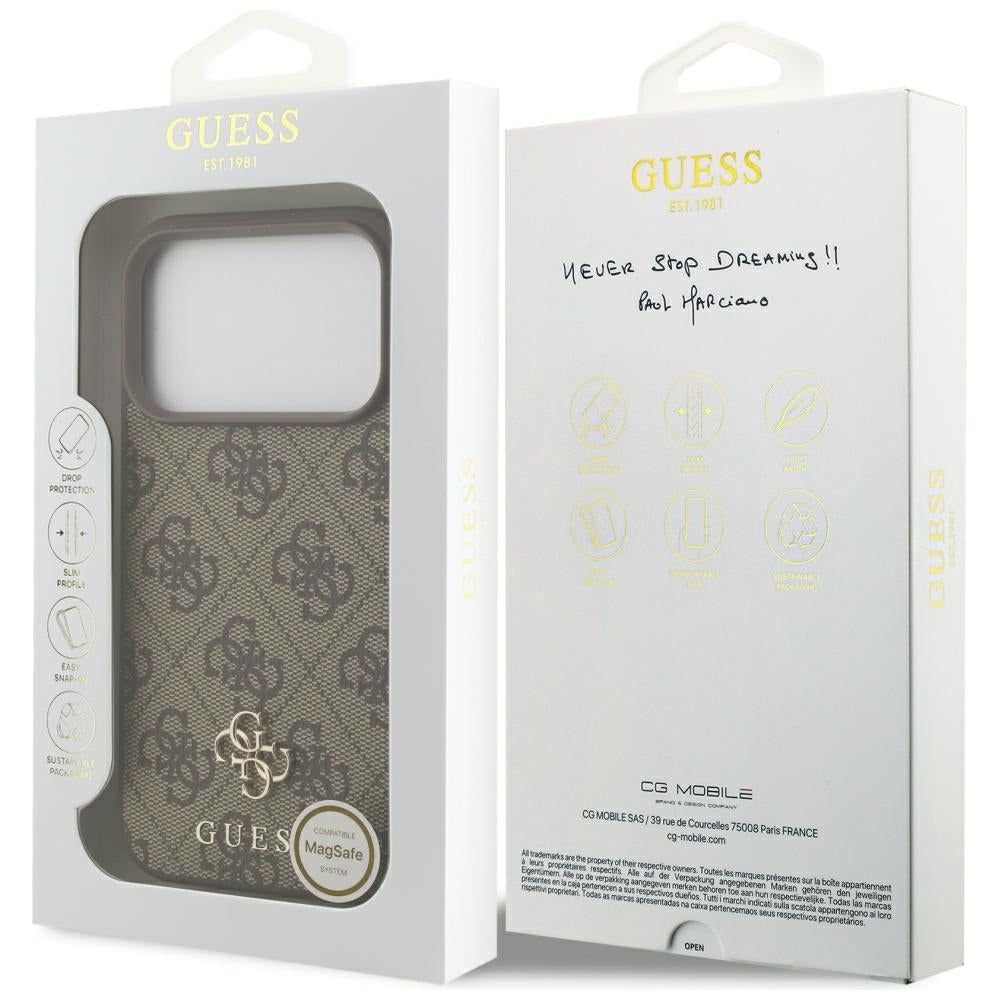 Guess 4G Small Classic Logo MagSafe Case for iPhone 17 Pro / 18 Pro - Brown_7