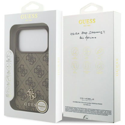 Guess 4G Small Classic Logo MagSafe Case for iPhone 17 Pro / 18 Pro - Brown_7