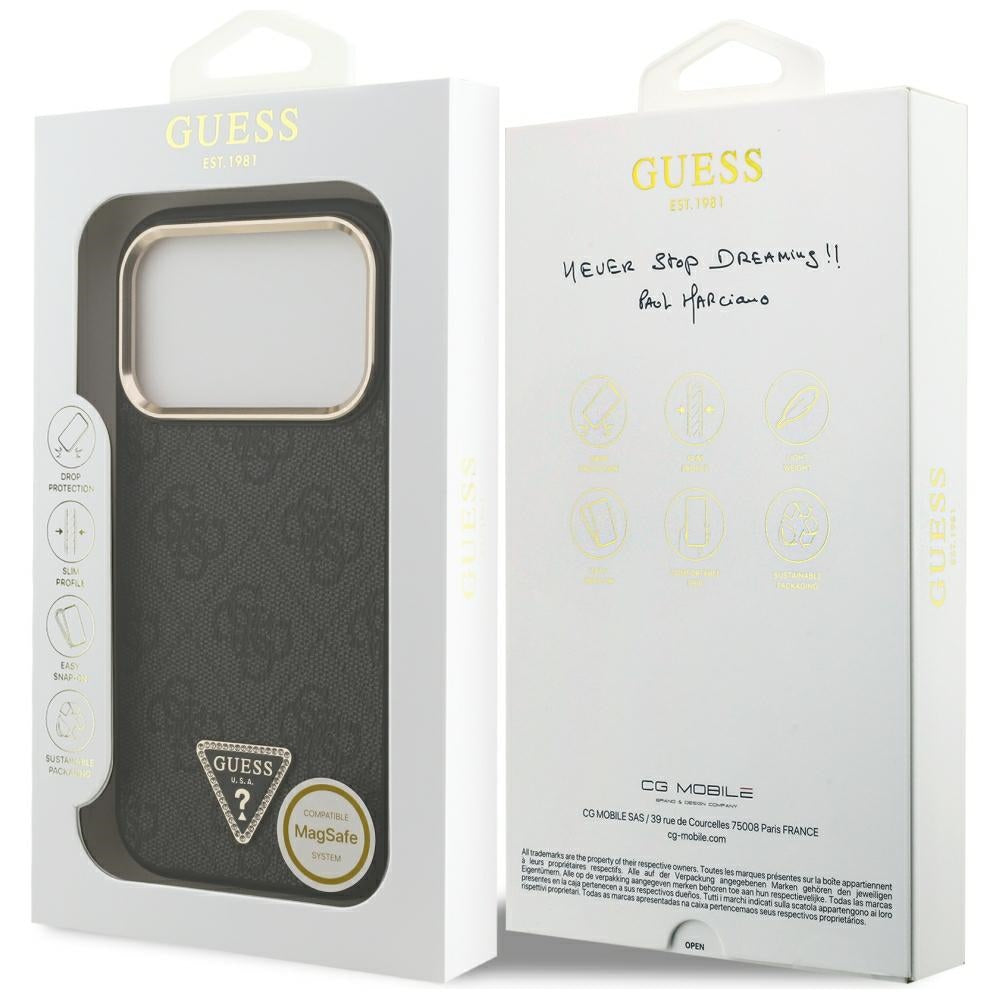 Guess 4G Triangle Logo MagSafe Case for iPhone 17 Pro / 18 Pro - Black and Gold_7