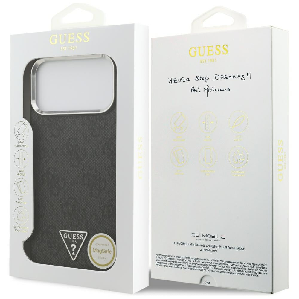 Guess 4G Triangle Logo MagSafe Case for iPhone 17 Pro Max / 18 Pro Max - Black &amp; Silver_7