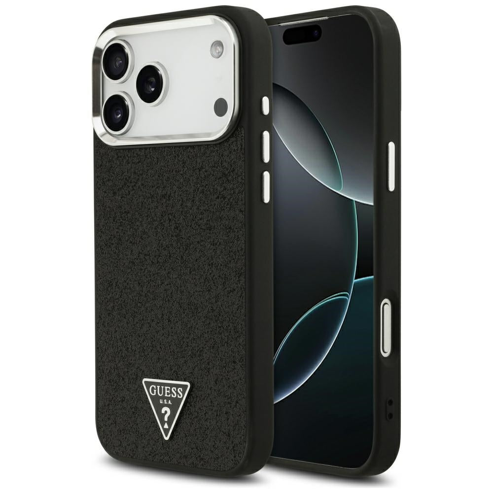 Guess Glitter Triangle Logo MagSafe Case for iPhone 17 Pro Max / 18 Pro Max - Black_0