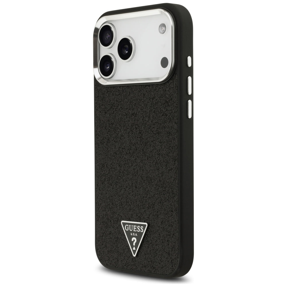Guess Glitter Triangle Logo MagSafe Case for iPhone 17 Pro Max / 18 Pro Max - Black_1