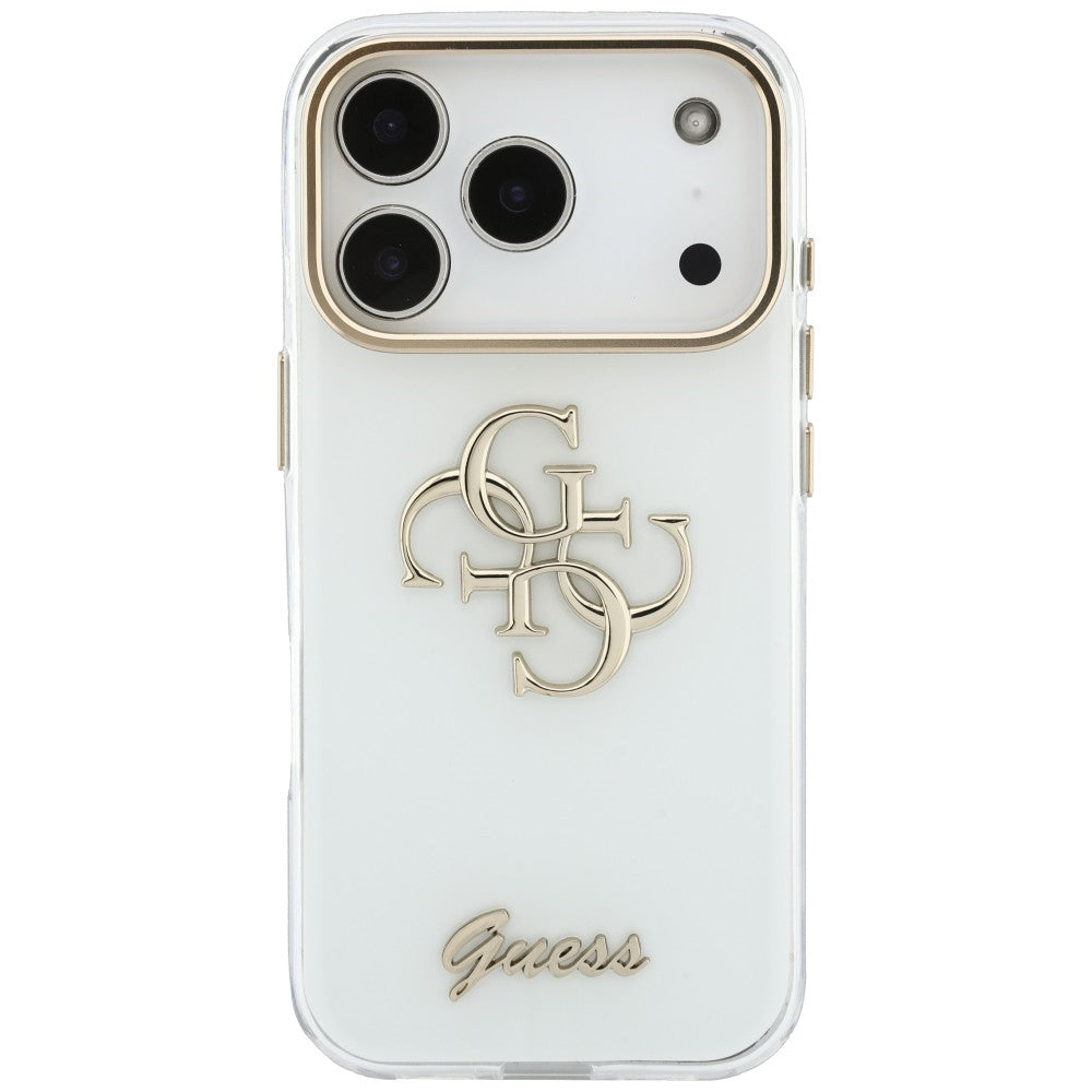 Guess IML 4G Script Metal Case for iPhone 17 Pro / 18 Pro - White_2