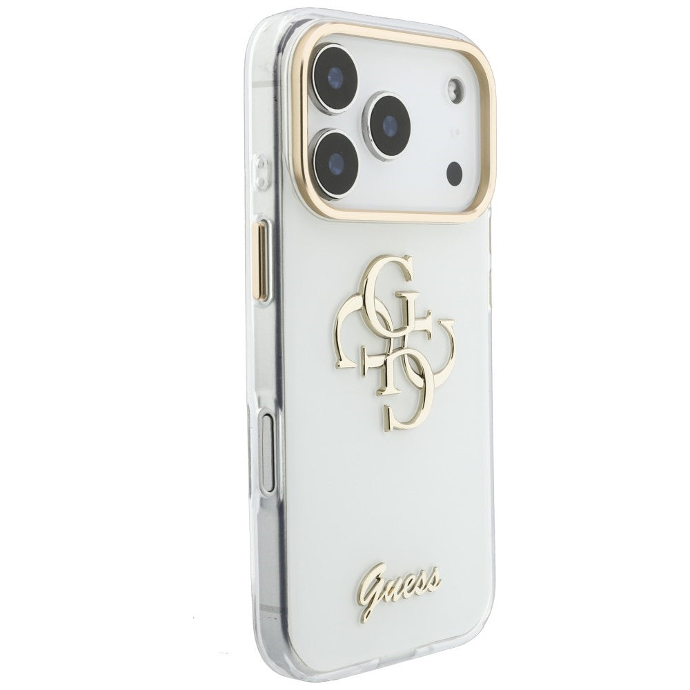 Guess IML 4G Script Metal Case for iPhone 17 Pro / 18 Pro - White_3