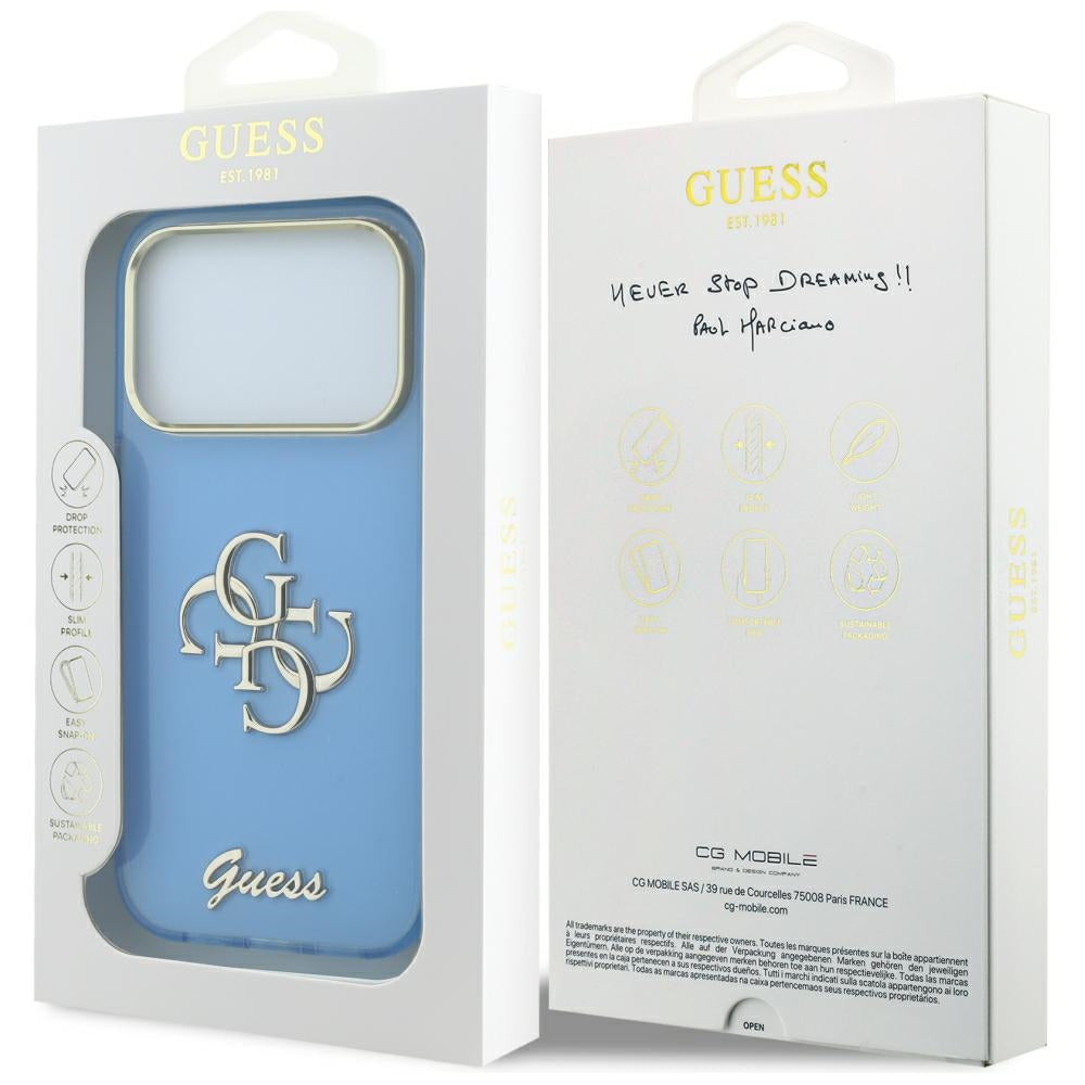 Guess IML 4G Script Metal Case for iPhone 17 Pro / 18 Pro - Light Blue_7