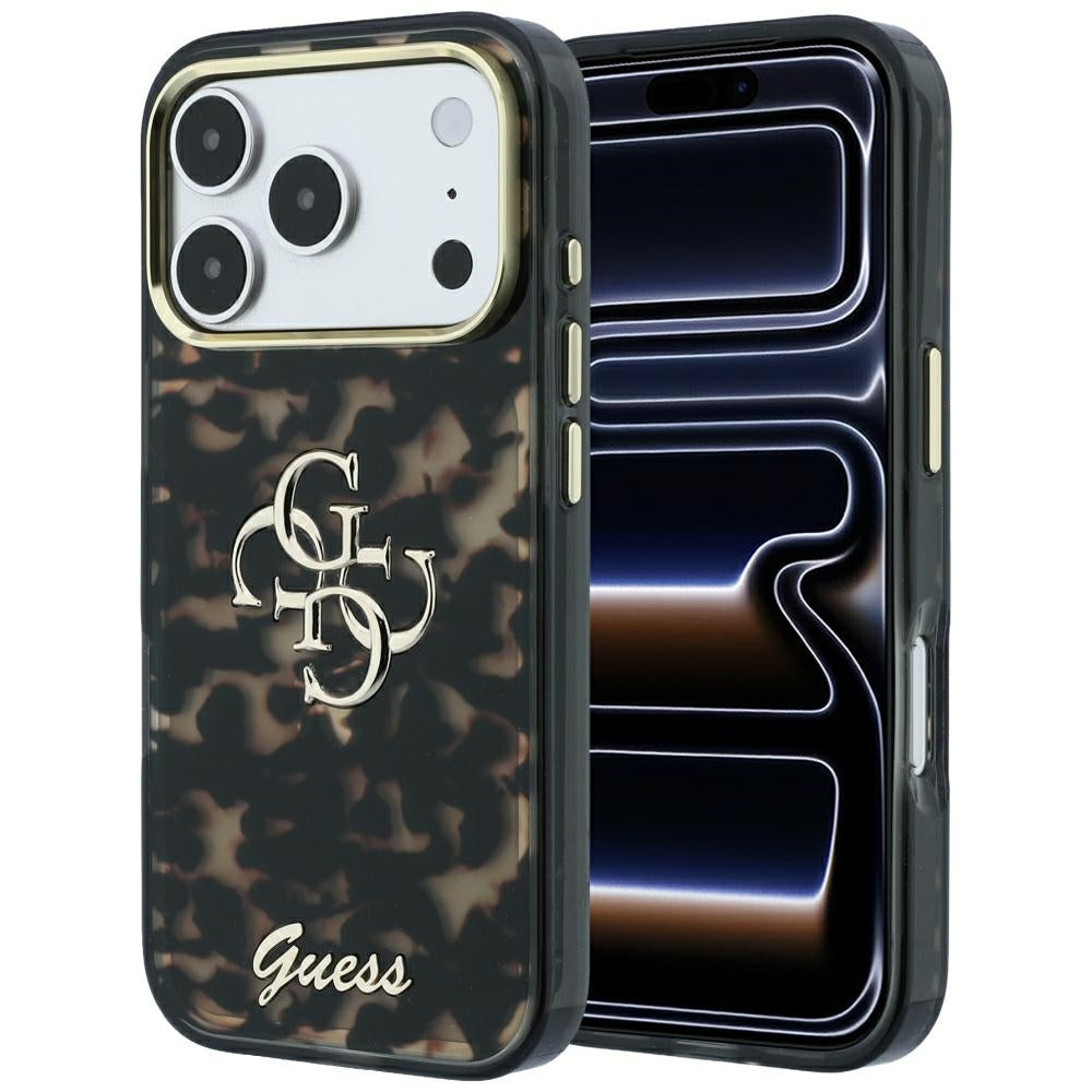 Guess IML 4G Script Metal Case for iPhone 17 Pro Max / 18 Pro Max - Black and Brown_0