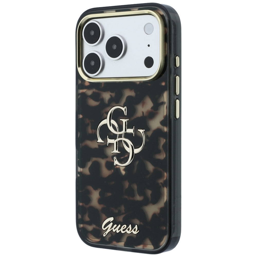Guess IML 4G Script Metal Case for iPhone 17 Pro Max / 18 Pro Max - Black and Brown_1
