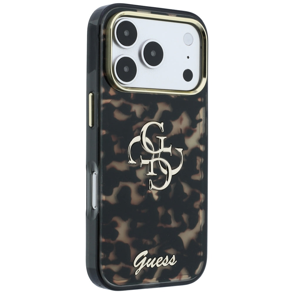 Guess IML 4G Script Metal Case for iPhone 17 Pro Max / 18 Pro Max - Black and Brown_3