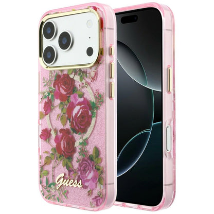 Guess IML Glitter Blossom Roses Case for iPhone 17 Pro / 18 Pro - Pink_0