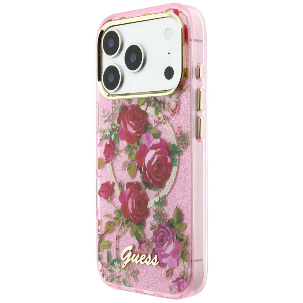 Guess IML Glitter Blossom Roses Case for iPhone 17 Pro / 18 Pro - Pink_1