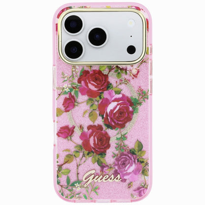 Guess IML Glitter Blossom Roses Case for iPhone 17 Pro / 18 Pro - Pink_2