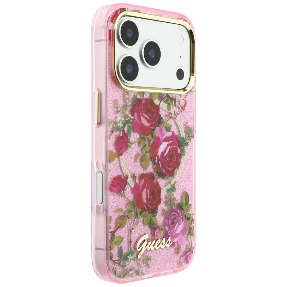 Guess IML Glitter Blossom Roses Case for iPhone 17 Pro / 18 Pro - Pink_3