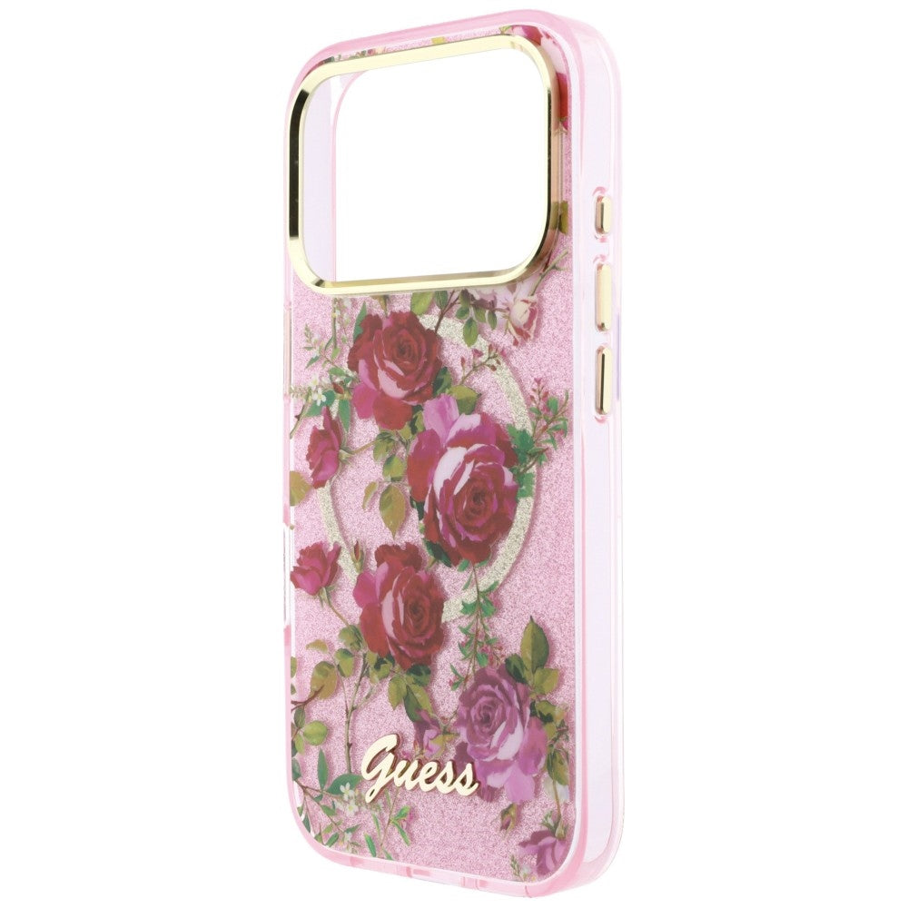 Guess IML Glitter Blossom Roses Case for iPhone 17 Pro / 18 Pro - Pink_5