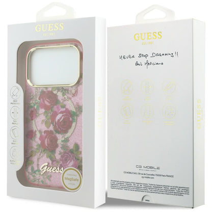 Guess IML Glitter Blossom Roses Case for iPhone 17 Pro / 18 Pro - Pink_7