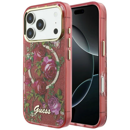 Guess IML Glitter Blossom Roses case for iPhone 17 Pro Max / 18 Pro Max - burgundy_0