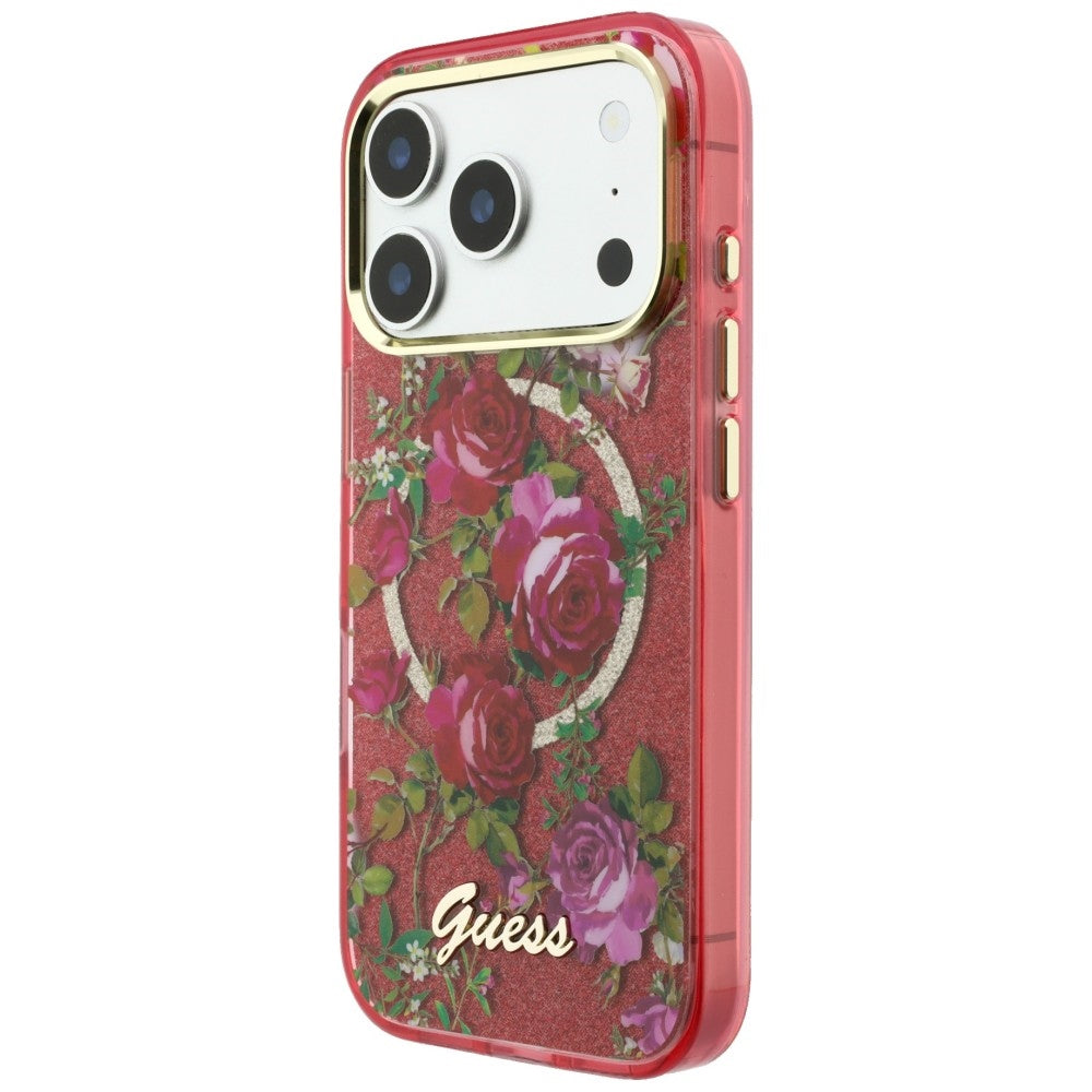 Guess IML Glitter Blossom Roses case for iPhone 17 Pro Max / 18 Pro Max - burgundy_1
