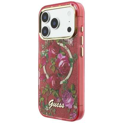 Guess IML Glitter Blossom Roses case for iPhone 17 Pro Max / 18 Pro Max - burgundy_1
