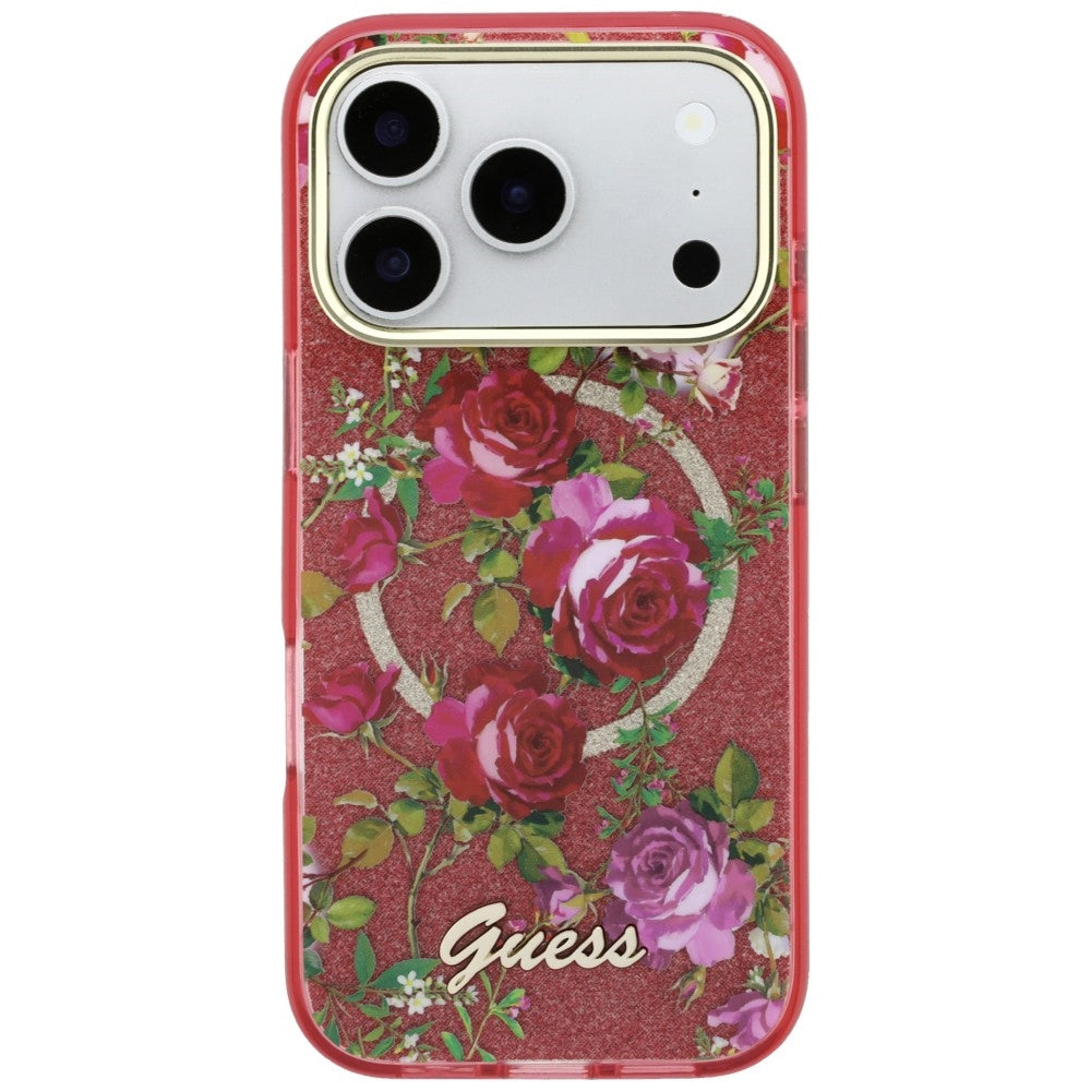 Guess IML Glitter Blossom Roses case for iPhone 17 Pro Max / 18 Pro Max - burgundy_2