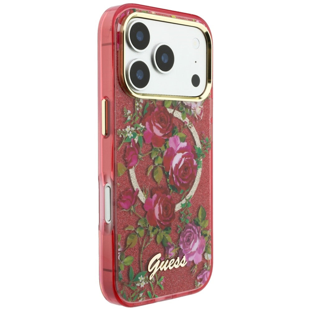 Guess IML Glitter Blossom Roses case for iPhone 17 Pro Max / 18 Pro Max - burgundy_3
