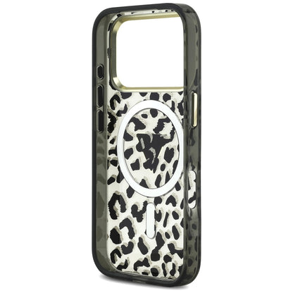 Guess IML Leopard Glitter Triangle Logo MagSafe Case for iPhone 17 Pro / 18 Pro - Black_6