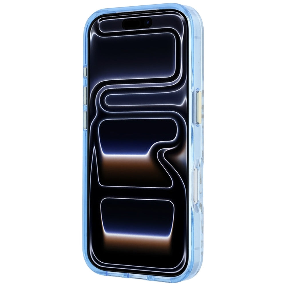 Guess IML Leopard Glitter Triangle Logo MagSafe Case for iPhone 17 Pro / 18 Pro - Blue_4