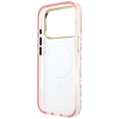 Guess IML Leopard Glitter Triangle Logo MagSafe Case for iPhone 17 Pro / 18 Pro - Pink_6