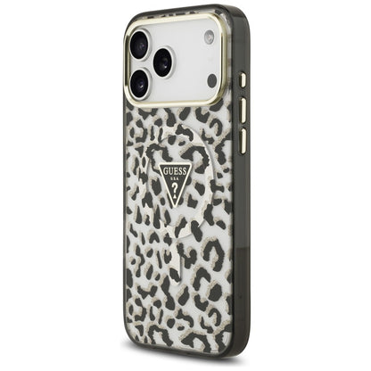 Guess IML Leopard Glitter Triangle Logo MagSafe Case for iPhone 17 Pro Max / 18 Pro Max - Black_1