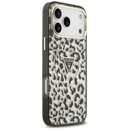 Guess IML Leopard Glitter Triangle Logo MagSafe Case for iPhone 17 Pro Max / 18 Pro Max - Black_3