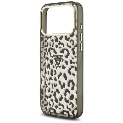 Guess IML Leopard Glitter Triangle Logo MagSafe Case for iPhone 17 Pro Max / 18 Pro Max - Black_5