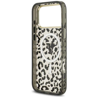Guess IML Leopard Glitter Triangle Logo MagSafe Case for iPhone 17 Pro Max / 18 Pro Max - Black_6