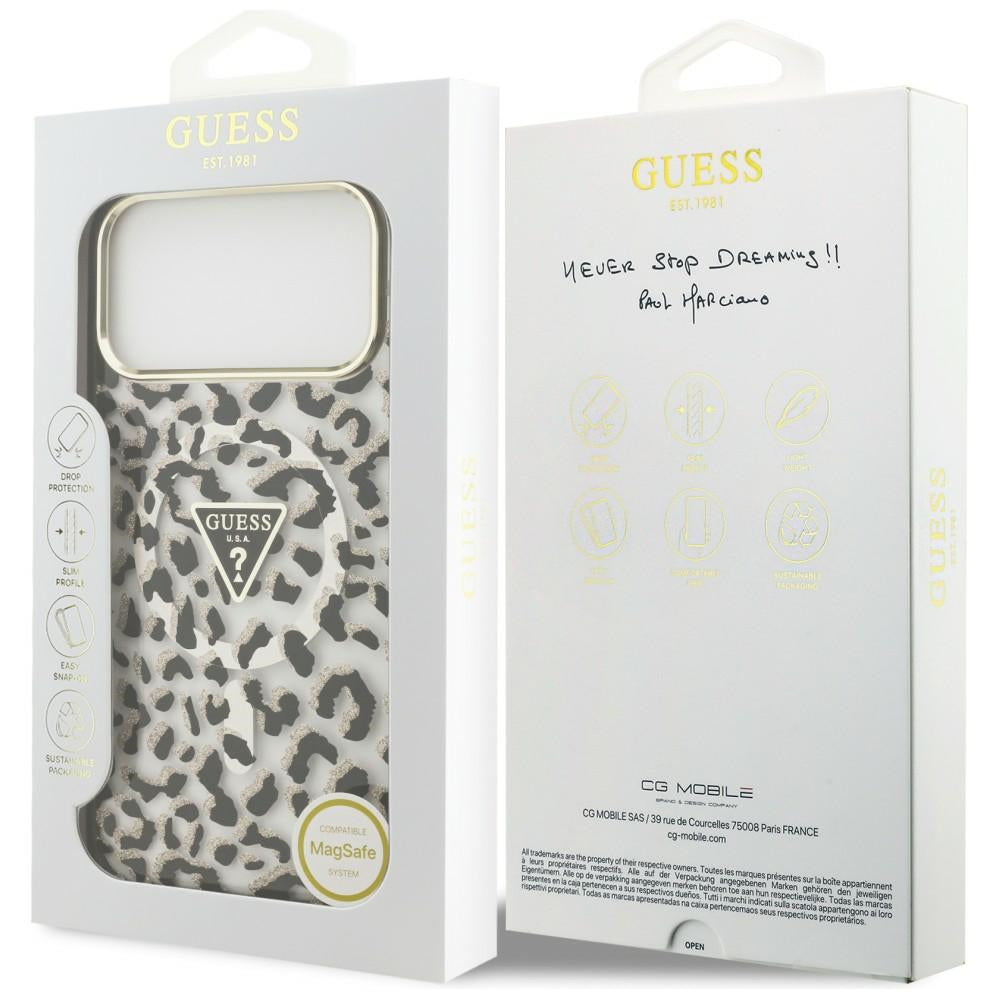 Guess IML Leopard Glitter Triangle Logo MagSafe Case for iPhone 17 Pro Max / 18 Pro Max - Black_7