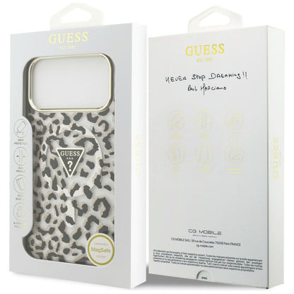 Guess IML Leopard Glitter Triangle Logo MagSafe Case for iPhone 17 Pro Max / 18 Pro Max - Black_7