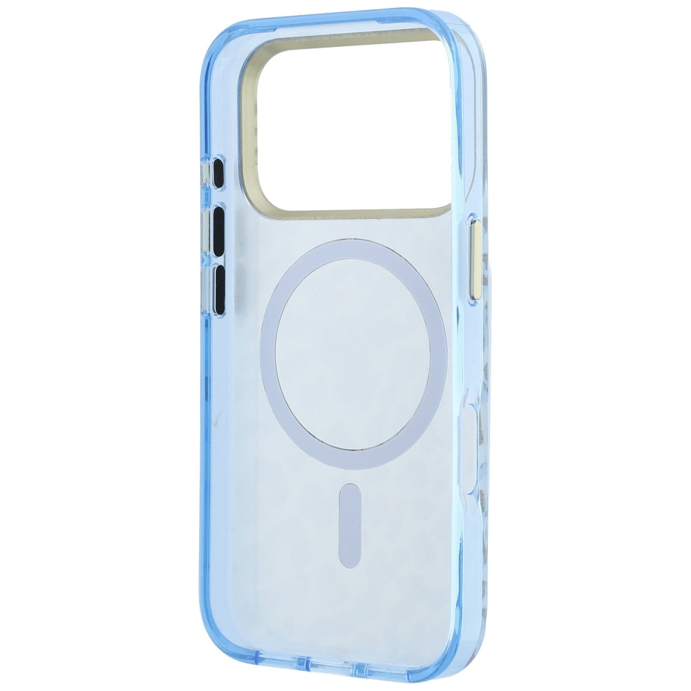 Guess IML Leopard Glitter Triangle Logo MagSafe Case for iPhone 17 Pro Max / 18 Pro Max - Blue_6