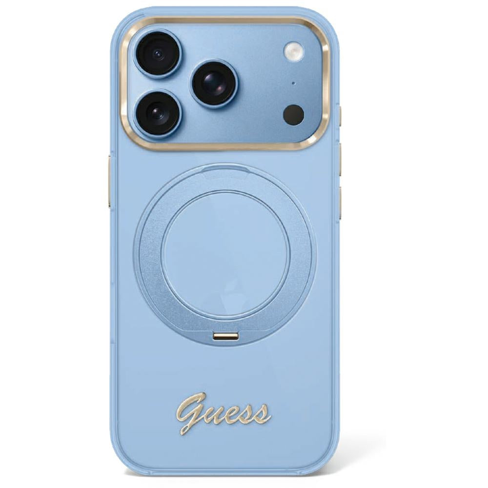 Guess IML Ring Stand 360 Script Metal Logo MagSafe Case for iPhone 17 Pro Max / 18 Pro Max - Light Blue_0