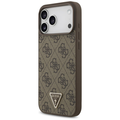 Guess Leather 4G Triangle Strass MagSafe Case for iPhone 17 Pro Max / 18 Pro Max - Brown_1