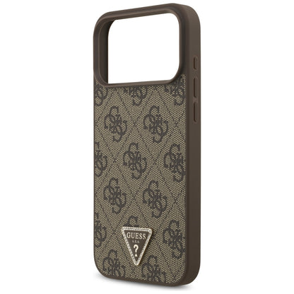 Guess Leather 4G Triangle Strass MagSafe Case for iPhone 17 Pro Max / 18 Pro Max - Brown_5