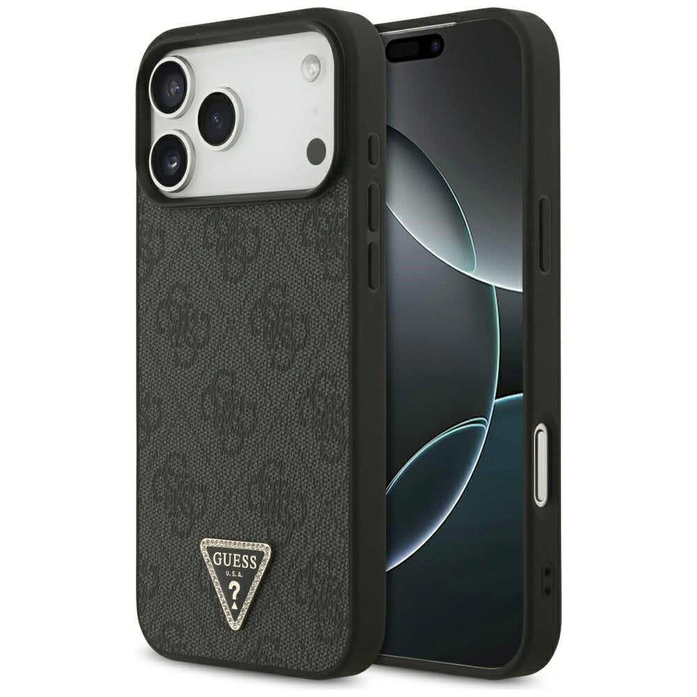 Guess Leather 4G Triangle Strass MagSafe Case for iPhone 17 Pro Max / 18 Pro Max - Black_0